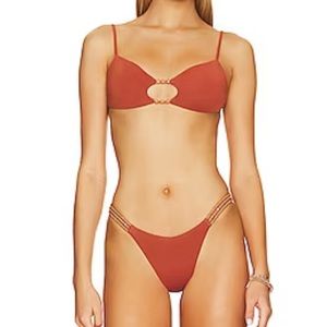 NWT VIX Kendra Erin Bikini Top & Kendra Full Bikini Bottom in Camel, Size Small